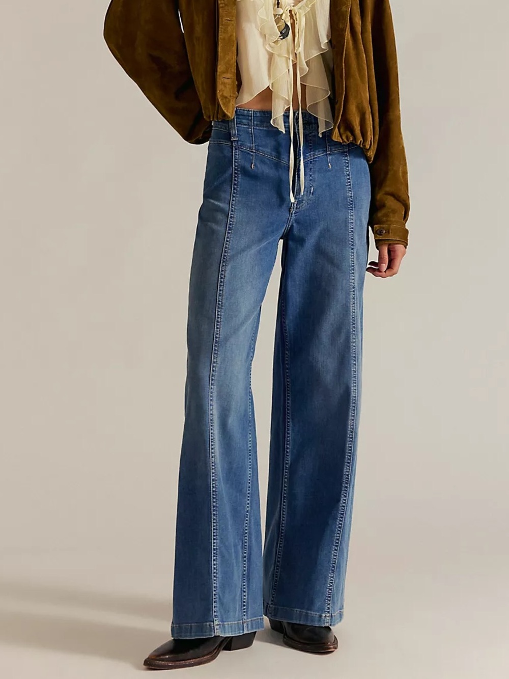 Free People We The Free Libre Wide Leg Jeans Blue 30 Boho